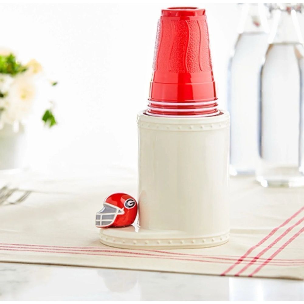 Nora Fleming Pinstripes Round Cutie Container With Georgia Bulldogs  Cutie